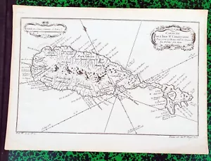 XVIII ème - ile St Christophe - Belle Carte par J N Bellin 34x24,5 Editée 1758 - Picture 1 of 1