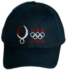Hat 2008 Beijing Olympics Team USA Olympian 100% Cotton Navy Blue Adjustable Cap - Picture 1 of 8