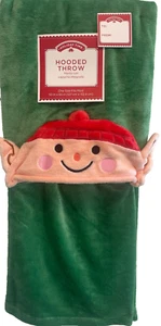 Manta suave Holiday Time ELFO VERDE TIRO CON CAPUCHA 50x60" regalo de Navidad se adapta a la mayoría - Imagen 1 de 6