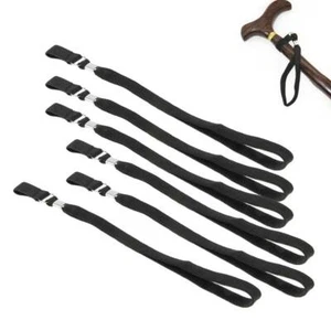 6Pcs Walking Cane or Stick Stretchable Elastic Wrist Straps Black Nylon Durable - Foto 1 di 11