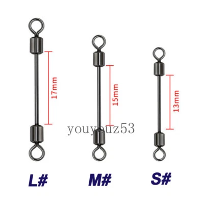 50pcs Stainless Steel Fishing Solid Ring Double Rolling Swivel Connector 13-17mm - Image 1 of 4