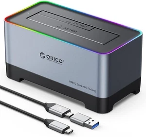 ORICO Aluminum Alloy RGB External Hard Drive Docking Station USB 3.2 to SATA 2.5 - Picture 1 of 7