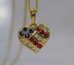 14K Yellow Gold Plated 1.30Ct Round Lab Created Sapphire & Ruby Women' Pendant - Picture 1 of 4