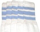 14" Kids WHITE Tube Socks with Baby Blue Stripes style 1 14-4 
