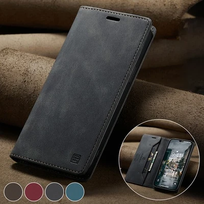 Magnetic Wallet Case Leather Flip Cover for iPhone 17/16e/15/14/13/12/11 XR SE 8 - Image 1 of 4