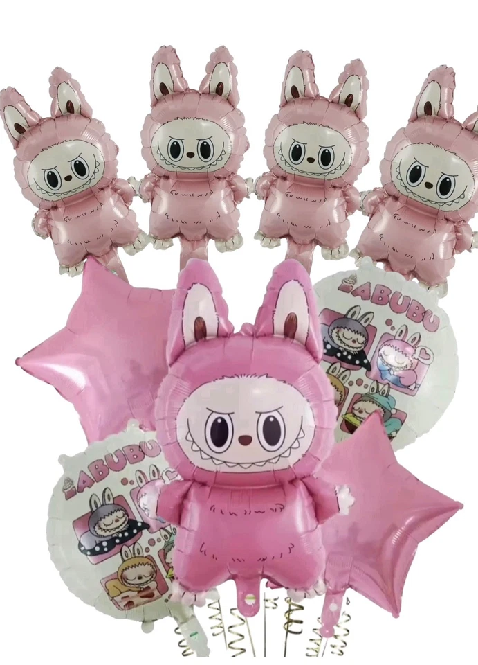 Labufus , happy birthday balloons set/9pcs/Pink - Image 1 of 1