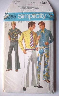 60's   Body shirt bell-bottom hip-hugger pants pattern 8255 size 38 uncut - Image 1 of 2