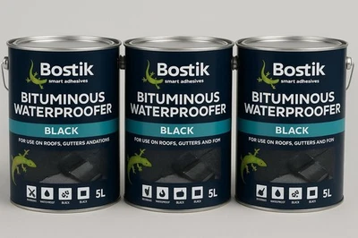 15 ltr Bostik Bitumenabdichtung für Dächer schwarz (3 x 5 ltr)