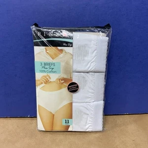 Vintage NOS 3 Pr PINK K Kmart Women’s White 100% Cotton Briefs Size 11 - Picture 1 of 2