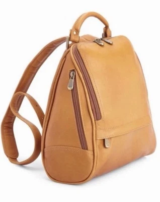 ROYCE NEW Tan 100% Leather Backpack Bag $500 Retail Travel Laptop Delta - Image 1 of 4