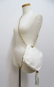 Auténtico bolso de hombro con cadena de cuero acolchado blanco Chanel #58387 - Imagen 1 de 17
