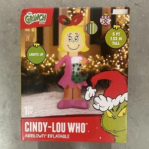 The Grinch Cindy Lou Who 5’ Airblown Inflatable Christmas Decor Gemmy Light Up - Picture 1 of 3