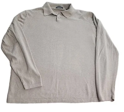 Brandini Henley Sweater Men's Size M  Beige Long Sleeve Stretch Polo Shirt - Image 1 of 4