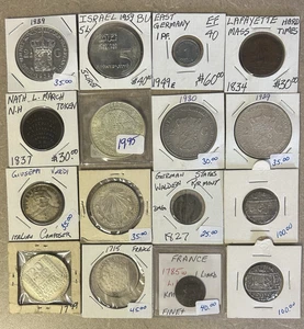 Wholesale lot of 15 World Coins and Tokens - $650.00 Retail Value.  A1 - Bild 1 von 3