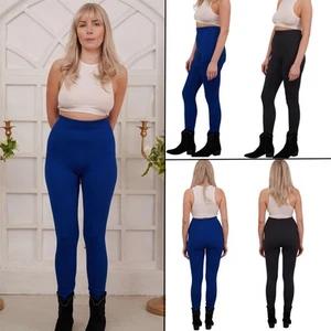 Women’s Ribbed Stretchy Full Length Leggings Casual Elasticated Waist Soft UK - Picture 1 of 29