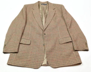 Vintage Brooks Brothers Tweed Blazer Mens 46L Brown Houndstooth Wool Two-Button - Picture 1 of 12