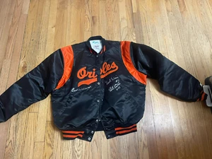Billy Ripken used Starter Baltimore Orioles Jacket Black Satin signed by 3 lege - Picture 1 of 5