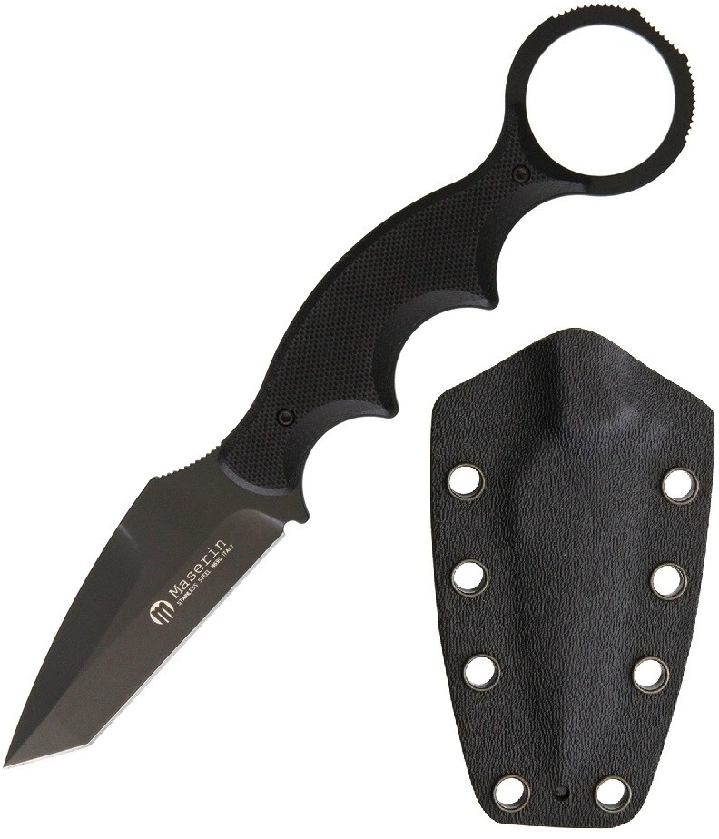 Cuchillo de cuello fijo Maserin 2,75" Bohler N690 acero tanto hoja negro mango G10 Foto 1 de 2