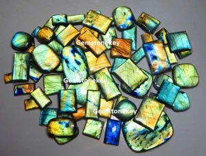 LOTE AL POR MAYOR 250 CT NATURAL MULTI FUEGO LABRADORITA RECTONAGLE CABUJÓN PIEDRAS PRECIOSAS - Imagen 1 de 5