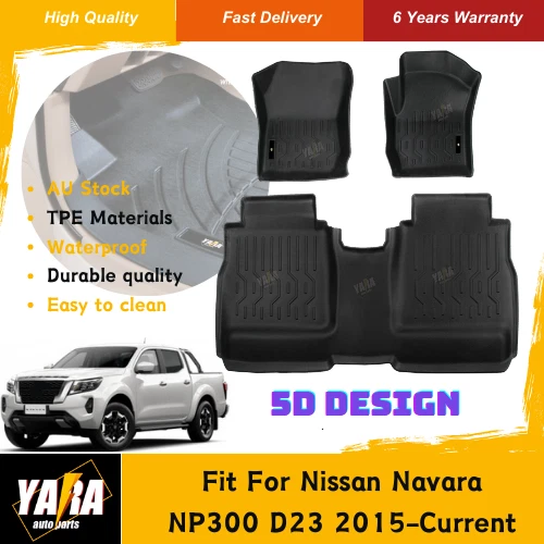 Tapetes de assoalho YARA 5D TPE para Nissan Navara NP300 D23 2015-atual à prova d'água - Imagem 1 de 4