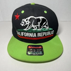 California Republic Hat Cap Black Snapback Leader Embroidered Mens Lake Tahoe - Picture 1 of 8