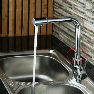 Kitchen 3 Way Swivel Spout Faucet Filter Drinking Water Single Hole Mixer Tap - Picture 1 of 5