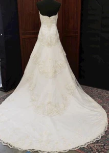 Essence White Tulle & Lace Wedding Dress Strapless Bridal Gown Size 9 - Picture 1 of 15