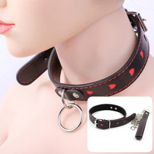 Women Sexy Slave SM PU Leather Collar O-ring Leash Bondage Choker Neck Harness - Picture 1 of 24