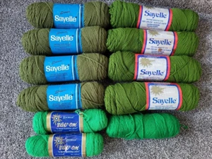 11 Vintage Sayelle K-Mart Orlon Acrylic Yarn Green Mixed - Picture 1 of 8