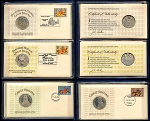 GB 1974 GREAT BRITONS FDC SET SILVER MEDALLIC COVERS + FOLDER - Picture 1 of 1