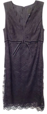 Nuevo Vestido Anna Sui Negro Encaje Superpuesto Sin Mangas LBD Forrado Funda Foto 1 de 4