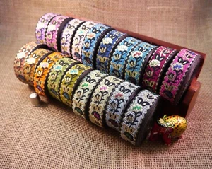 Indian Asian Twining Petunia Flower Pattern Jacquard Trim Ribbon Sari M9 - Picture 1 of 7