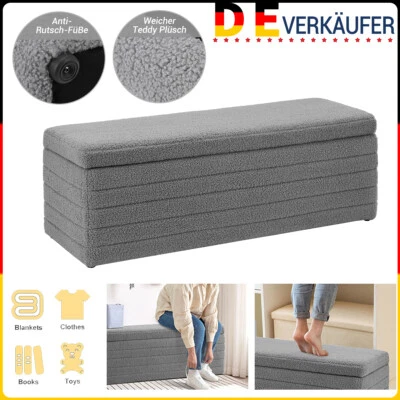  Bank mit Aufbewahrung Schuhbank mit Sitzgelegenheit  Sitzhocker aus Teddy-Stoff - Bild 1 von 4