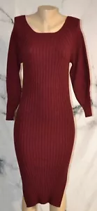 Vestido Suéter PRETTYGARDEN Borgoña Acanalado Frontal XL Mangas Largas Sin Forro - Imagen 1 de 8