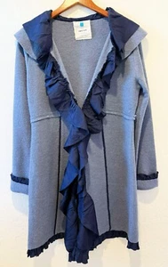 Vintage Y2K SPARROW Anthropologie Womens Merino Wool Felted Silk Ruffle Jacket L - Picture 1 of 6