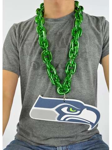 New NFL Seattle Seahawks Green Fan Chain Necklace Foam Cover