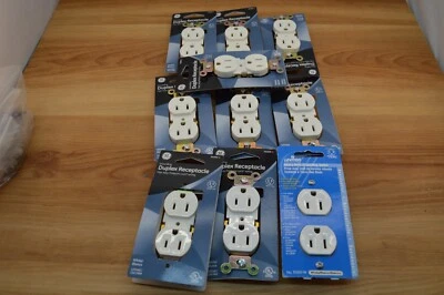 Lote de 10 receptáculos duplex, branco 15 amp 125 vac GE# 54309 - Imagem 1 de 2