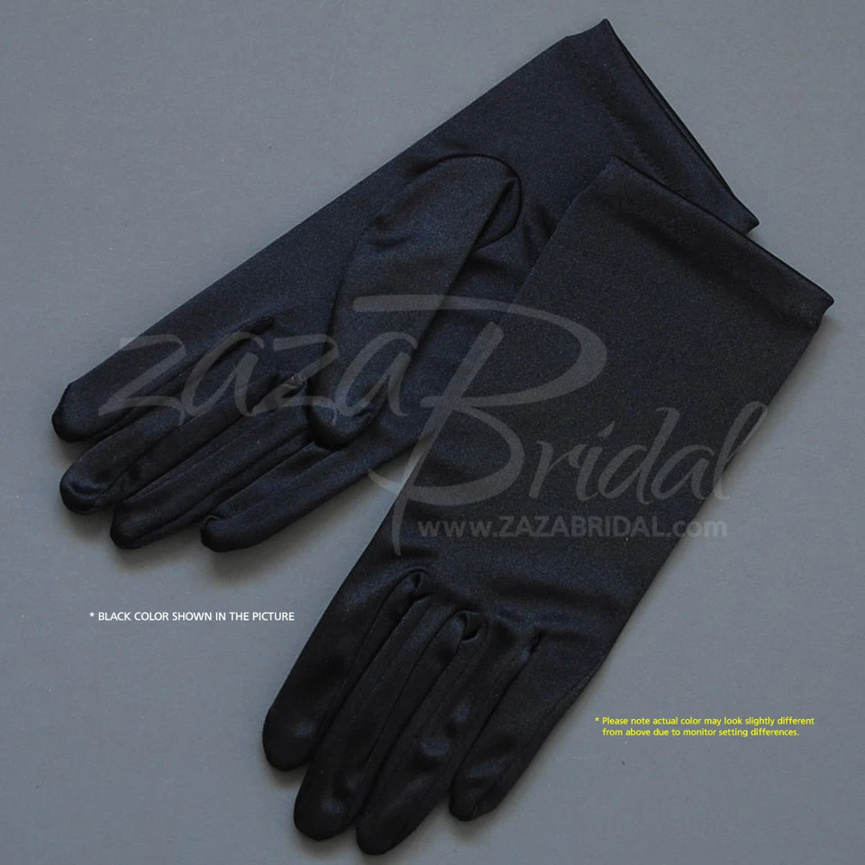 Shiny Stretch Satin Dress Gloves 2BL - Wrist Length, Various Colors - Image 1 of 1