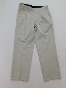 Axist Men's Khaki Chino Pants Size 36 x 32 Pleated Front No-Iron NEW - Picture 1 of 14