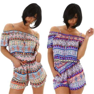Damen Overall dünn Sommer Träger Carmen Bandeau kurze Shorts sexy 36 38 40 - Bild 1 von 168