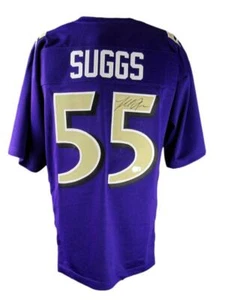 Camiseta deportiva autografiada púrpura personalizada de los Baltimore Ravens Beckett de Terrell Suggs - Imagen 1 de 5