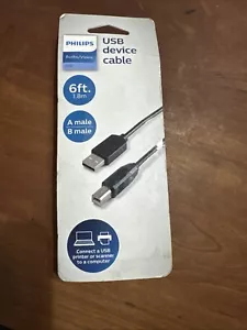 Philips 6ft USB 2.0 Device Printer/Computer Connection Cord ▪︎ New - Picture 1 of 4