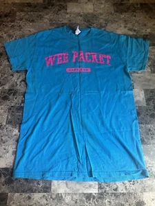Cape Cod MA T-shirt Wee Packet Turquoise Blue Hot Pink Graphic Fitted Gildan S - Picture 1 of 3