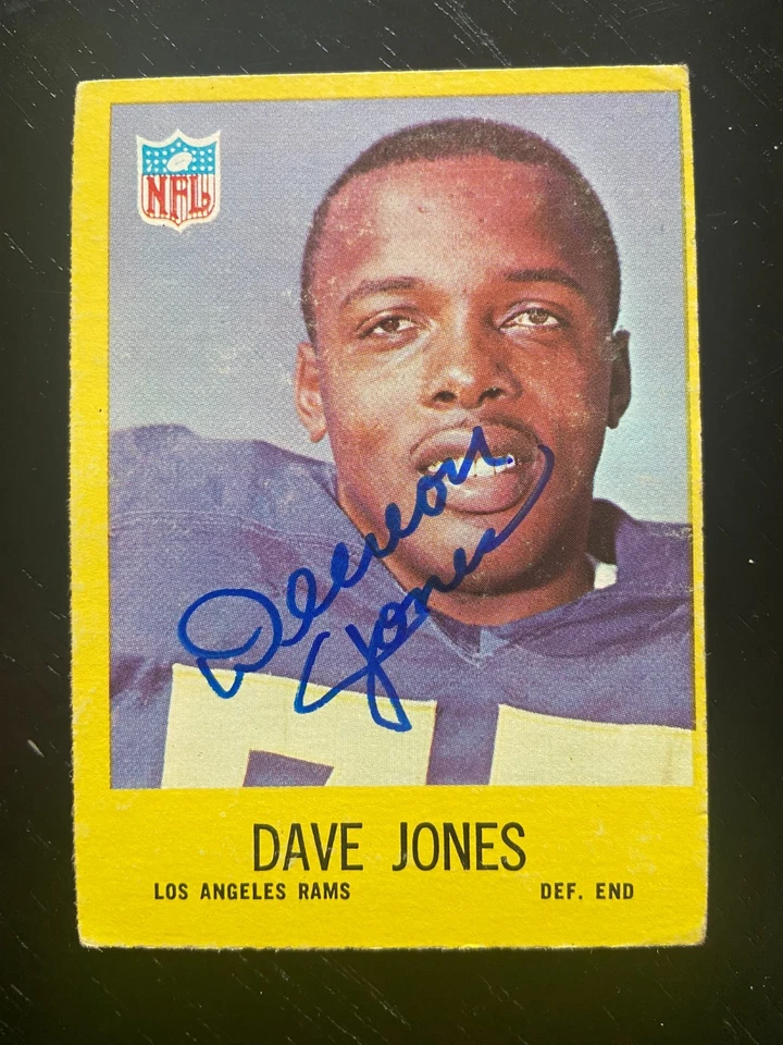 Deacon Jones 亲笔签名 1967 年费城口香糖橄榄球卡 #90 Fearsome 4Some — 第 1/1 张图片