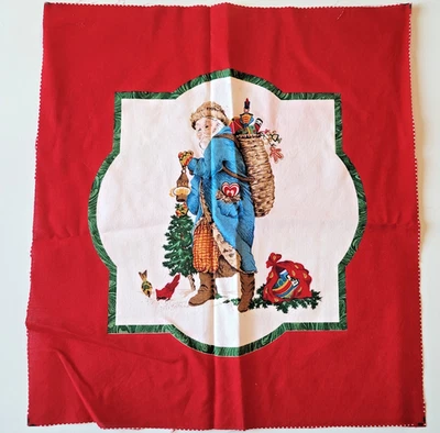 Panel artesanal de tela de Papá Noel de Papá Noel 14" x 15,5" abrigo azul con estampado de cranston Foto 1 de 3