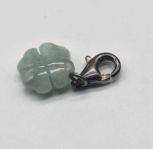 VTG Sterling Silver 925 Jade Jadeite Four Leaf Clover Charm Dangle - Picture 1 of 7