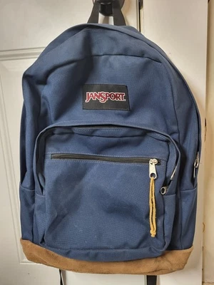 Jansport "Right Pack" 背包 麂皮书包 便携式电脑 海军蓝 正品 — 第 1/4 张图片