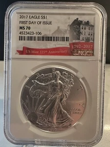 2017 1 $ American Silver Eagle NGC MS70 FIRST DAY OF ISSUE - INV#7871 - Bild 1 von 2