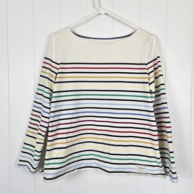 Camisa Talbots Cuello Barco Marfil Arco Iris Rayas Manga Larga Mediana Oficina Iglesia Foto 1 de 4