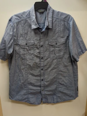 Exofficio mens shirt xxl short sleeve button  Blue Striped Button Pockets - Image 1 of 4